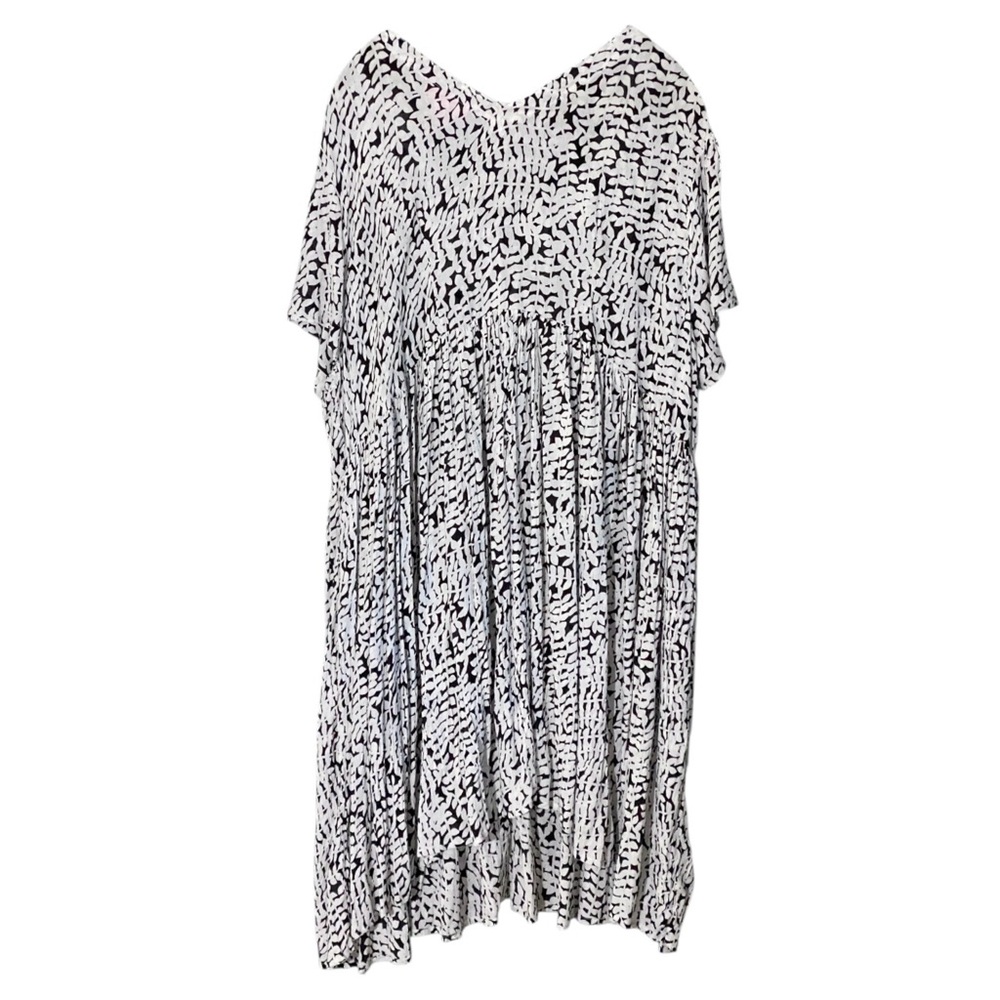 Woman Within Babydoll Dress Button Front 2X Black White Flowy Beachy Vacation - Picture 8 of 10